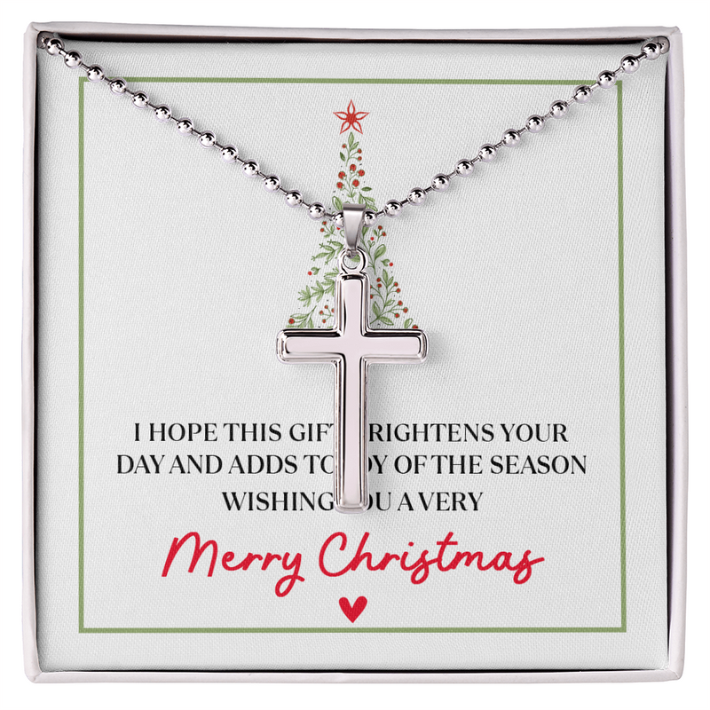 Merry Christmas - Artisan Cross Necklace