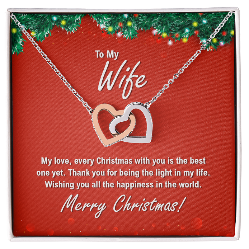 To My Wife At Christmas -Interlocking Hearts Necklace