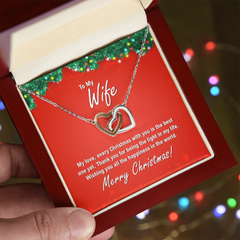 To My Wife At Christmas -Interlocking Hearts Necklace