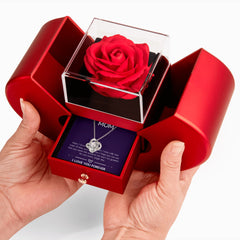 Love Knot Necklace with Red Heart Rose Box - To My Mom