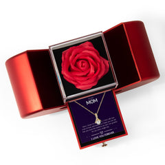 Alluring Beauty Necklace with Red Heart Rose Box - To My Mom